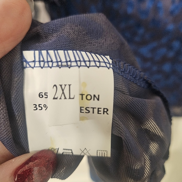 Blue velvet burn out leopard pattern shirt - Picture 9 of 10